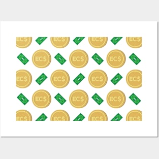 Eastern Caribbean dollar EC$ code XCD banknote and coin pattern wallpaper Posters and Art